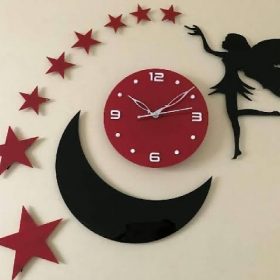 Fairy acrylic clock with stars and butterflies (H-209) - Image 3