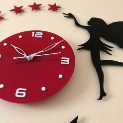 Fairy acrylic clock with stars and butterflies (H-209)