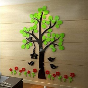 Green Tree and Red Flowers Wall Decor (H-306) - Image 2