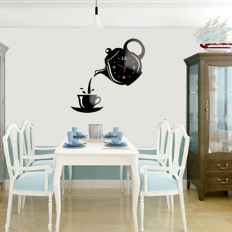 Tea Pot Clock Kettle With Cup Acrylic Wall Clock (H-212) - Image 2