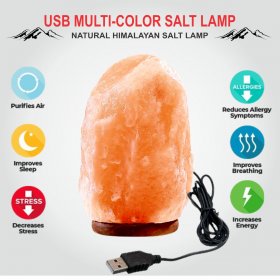 Natural Salt Lamp Hand Carved USB Himalayan Salt Lamp - Image 4