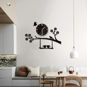 Tree Bird Coffee Cup 3D Wall Clock