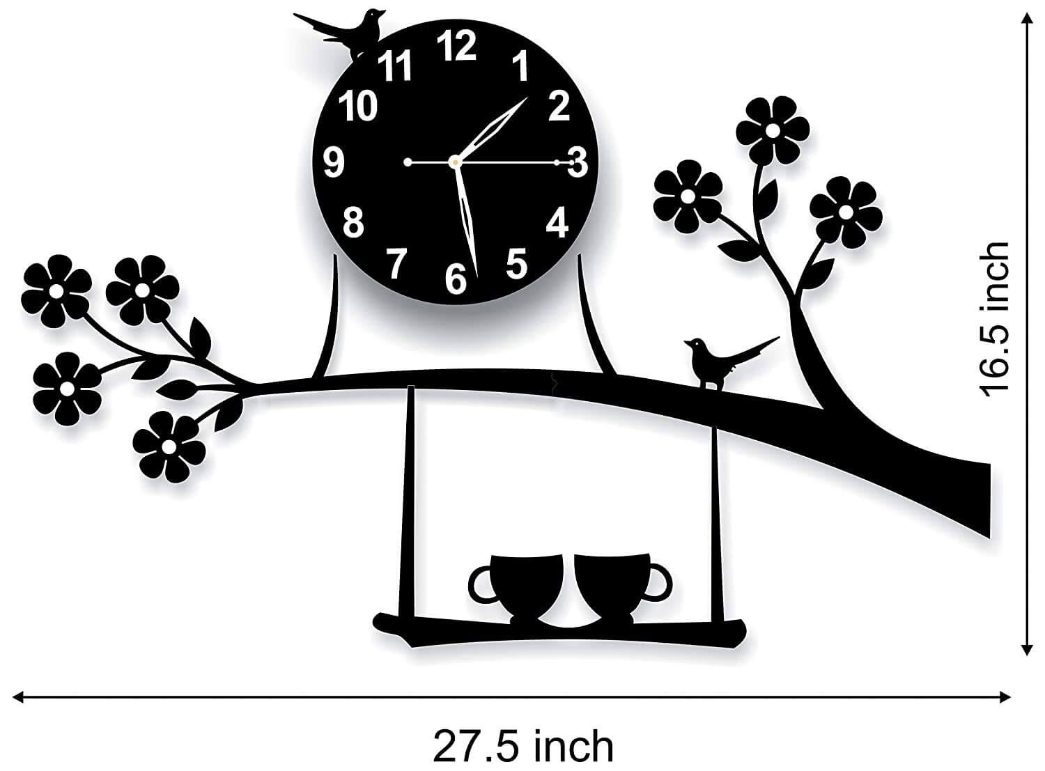 Tree Bird Coffee Cup 3D Wall Clock