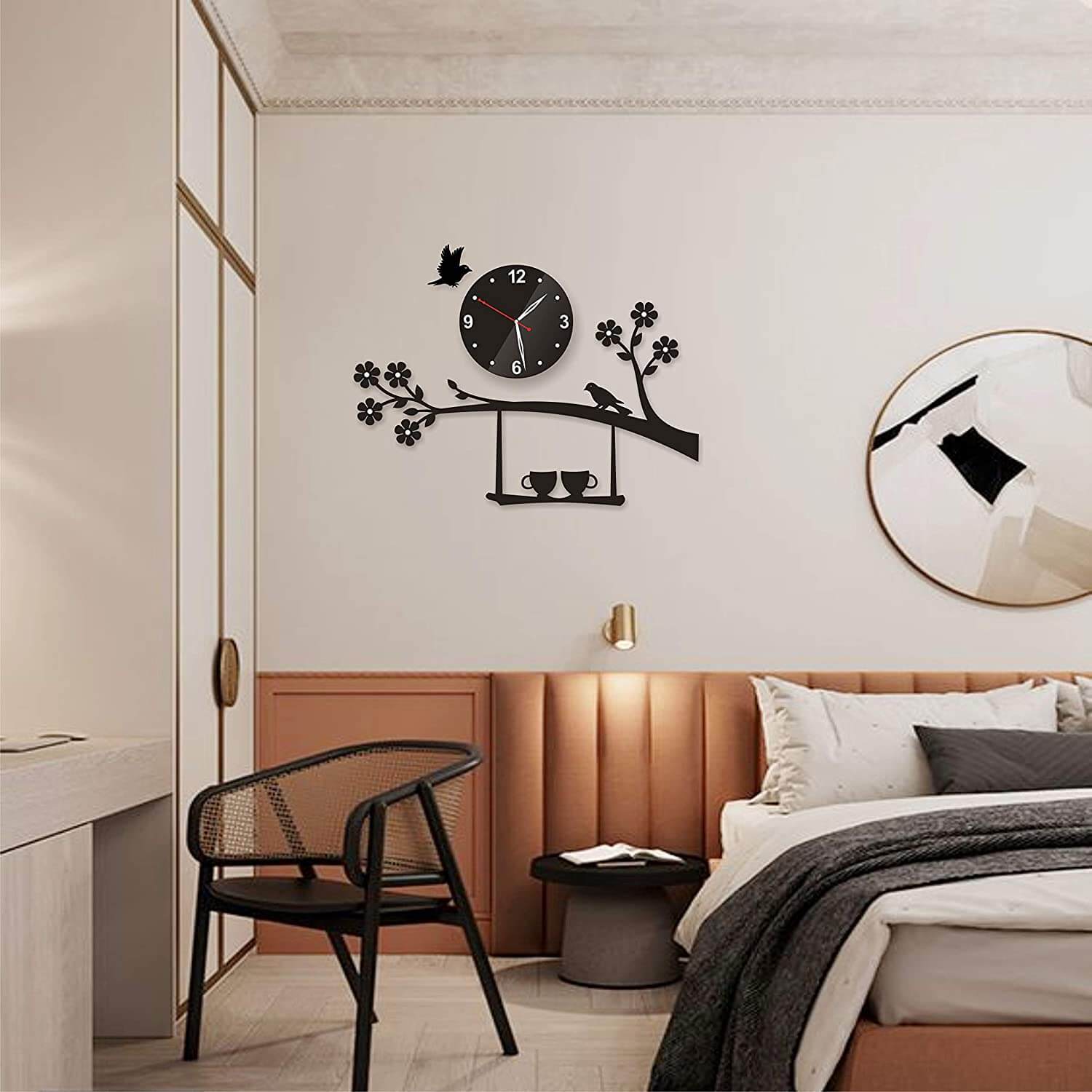 Tree Bird Coffee Cup 3D Wall Clock