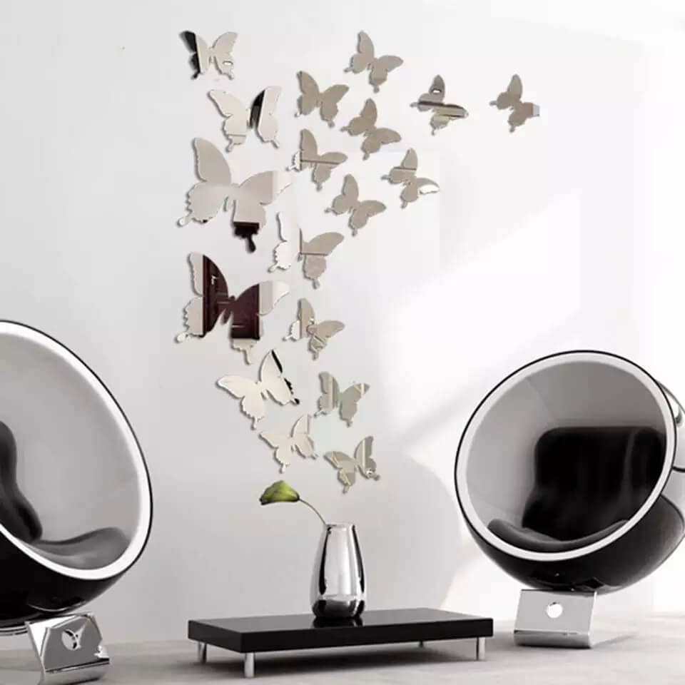 Silver Acrylic Mirror Butterflies