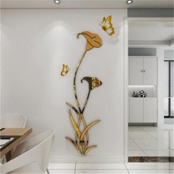 Golden Lilly Butterfly Acrylic Diy Wall Art