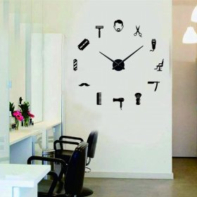 Barber Shop Wall Clock Beauty Salon 3D DIY Wall clock - Image 2