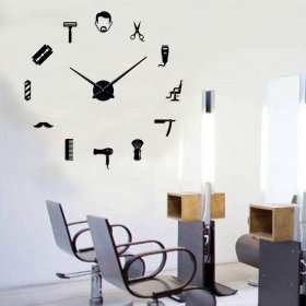 Barber Shop Wall Clock Beauty Salon 3D DIY Wall clock - Image 3