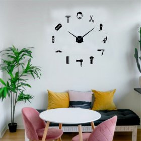Barber Shop Wall Clock Beauty Salon 3D DIY Wall clock - Image 5
