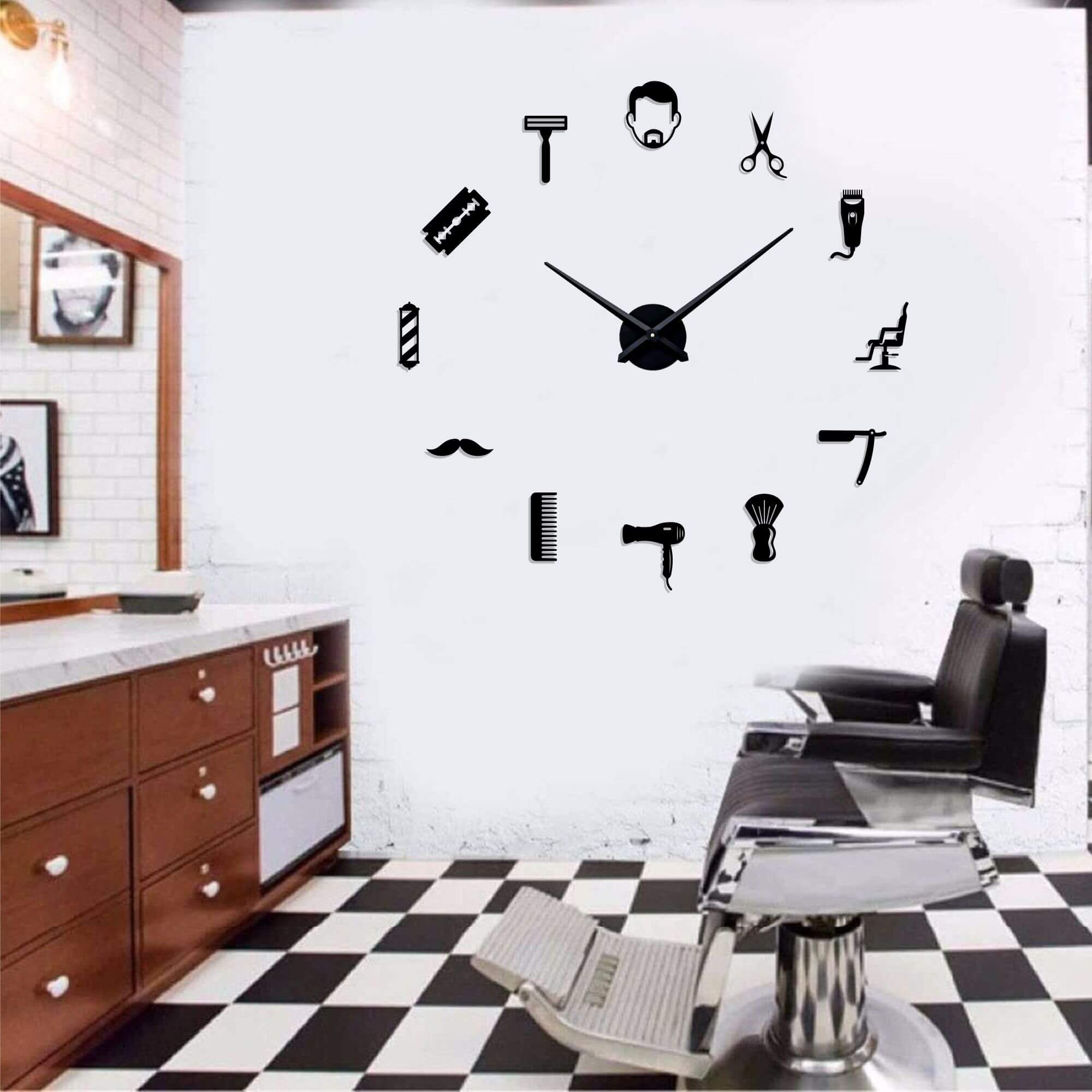 Barber Shop Wall Clock Beauty Salon 3D DIY Wall clock Hajvery Decor