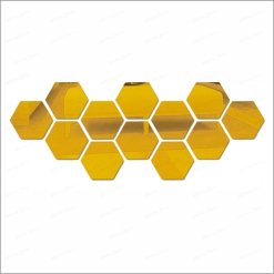 Hexagon Acrylic Golden Mirror Wall Art